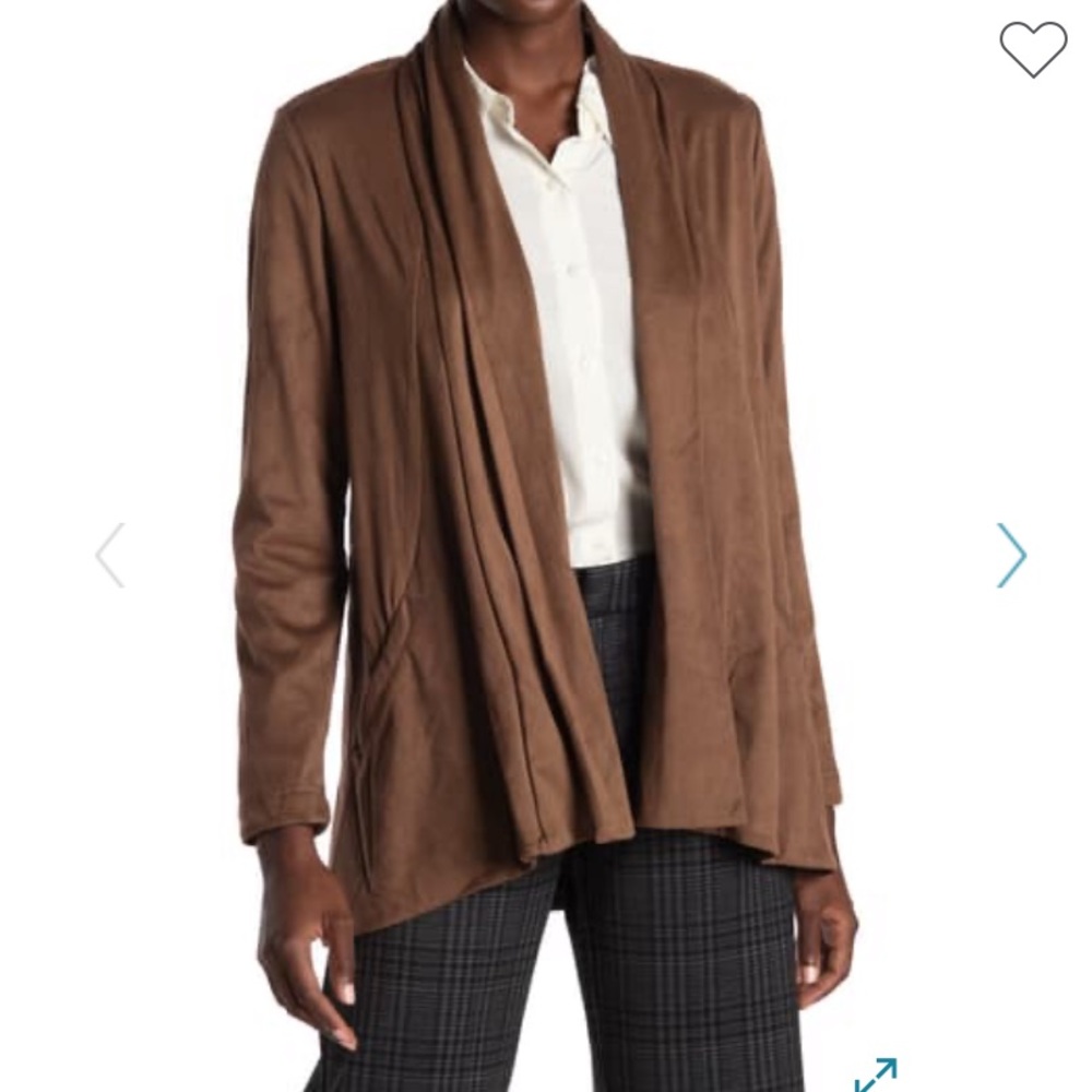 Liverpool Faux Vegan Suede Open Cardigan Jacket